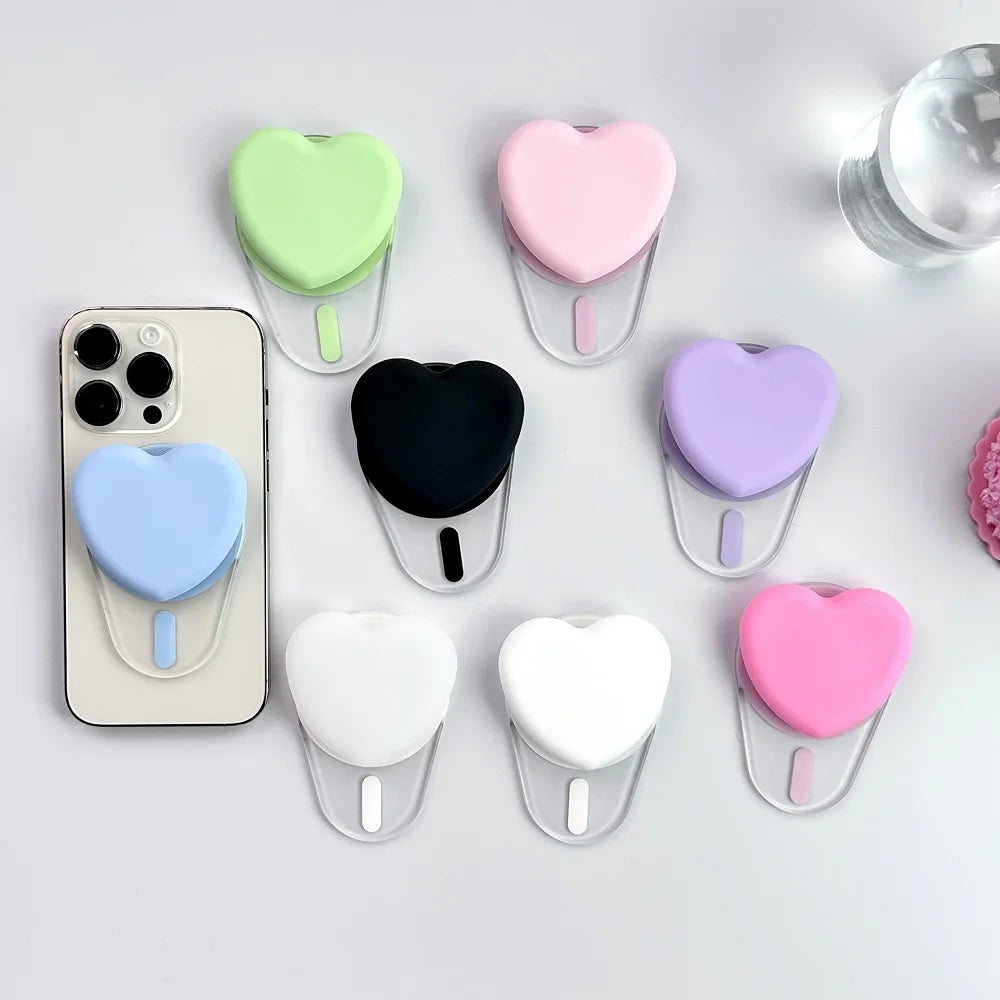 Magnetic Heart Folding Phone Grip Stand Socket Pocket for iPhone15/14/13/12 Magsafe Ring Finger Expanding Griptok Grip Tok Stand