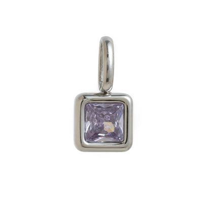 Nouveautés en acier inoxydable, breloques avec 12 pierres de naissance pour femmes et filles, pendentifs carrés colorés à la mode, accessoires de bijoux DIY
