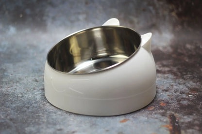 Stainless Steel Cats Food Bowls Non-slip Crash Pets Bowls Lovely Inclined Kitten Puppy Food Drinking Water Feeder Premium Design