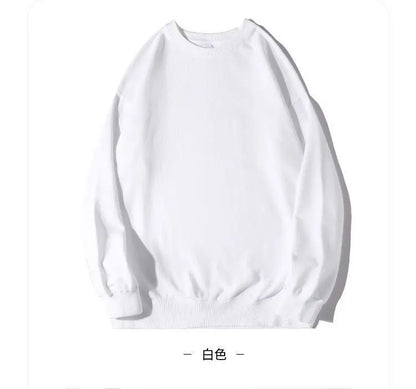 Autumn Sweatshirt Fashion Matcha Green 420g Heavy Round Neck Sweater Men's Solid Color Top Streetwear Women