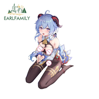 EARLFAMILY 13cm x 11.7cm NSFW Cat Ears Loli Car Sticker Anime Waifu Soprts Clothes Windows Decal Creative Vinyl Motorcycle Decor