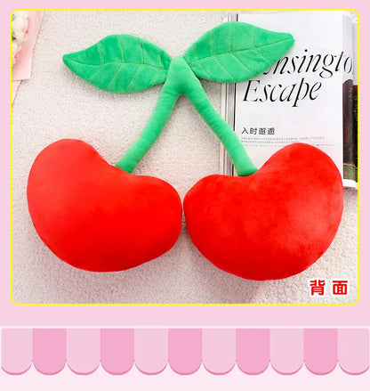 Peluche cerise dessin animé Kawaii, plantes en peluche, nourriture, cerise rouge, coussin, mignon, doux, jouets pour enfants, cadeau, décoration