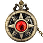 Exquisite Emerald-green Stone Bronze Case Quartz Pocket Watch Simple White Dial Chain Clock Necklace Pendant Watch for Men Women