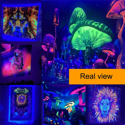 Tapisserie fluorescente Astral Body : apportez les étoiles à l'intérieur ! Tapisserie UV murale suspendue pour chambre à coucher, décoration de fête à domicile