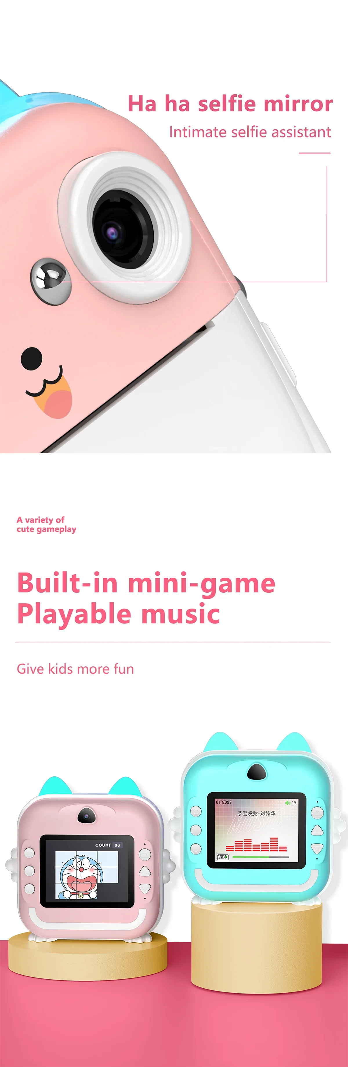 Q5 Kids Camera Instant Print Photo Children Inkless Mini Printer Digital Camera 32G TF Card Video Educational Toys Boy Girl Gift