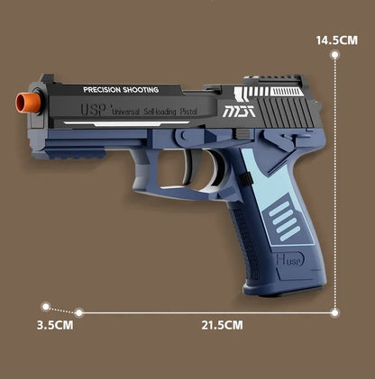 Mechanical USP Continuous Firing Throwing Shell Toy Gun Soft Bullet Airsoft Outdoor Sports CS Weapon Pistol for Boys Gift