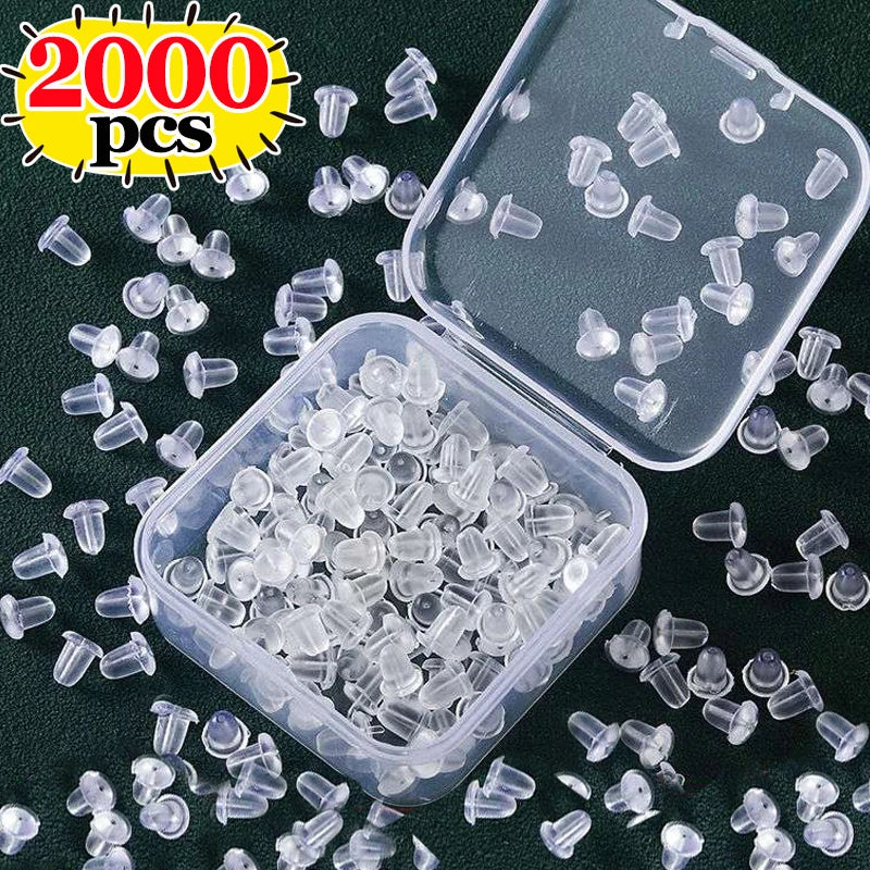 Lot de 500/2000 bouchons d'oreilles en silicone transparents, anti-chute, accessoires pour boucles d'oreilles