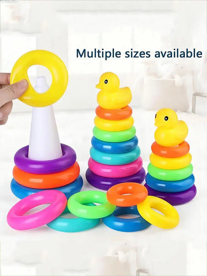 0-3 years old Infant Early Learning Rainbow Stacking Toys Puzzle Development Intelligence Rainbow Tower Baby Toy Gift Stack Ring