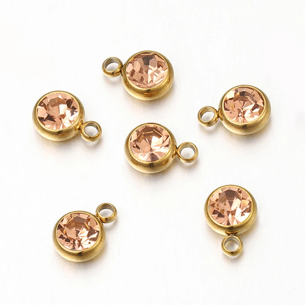 Lot de 20 breloques en acier inoxydable avec strass transparents et cristaux transparents pour la fabrication de bijoux, colliers, bracelets et autres accessoires.