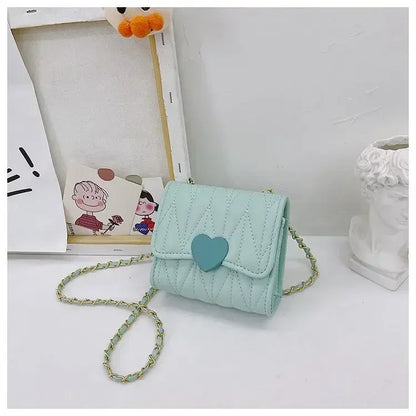 Fashion Heart Baby Girls Small Shoulder Bags Kids Coin Purse Accessories Handbags Lovely Children's Mini Square Messenger Bag