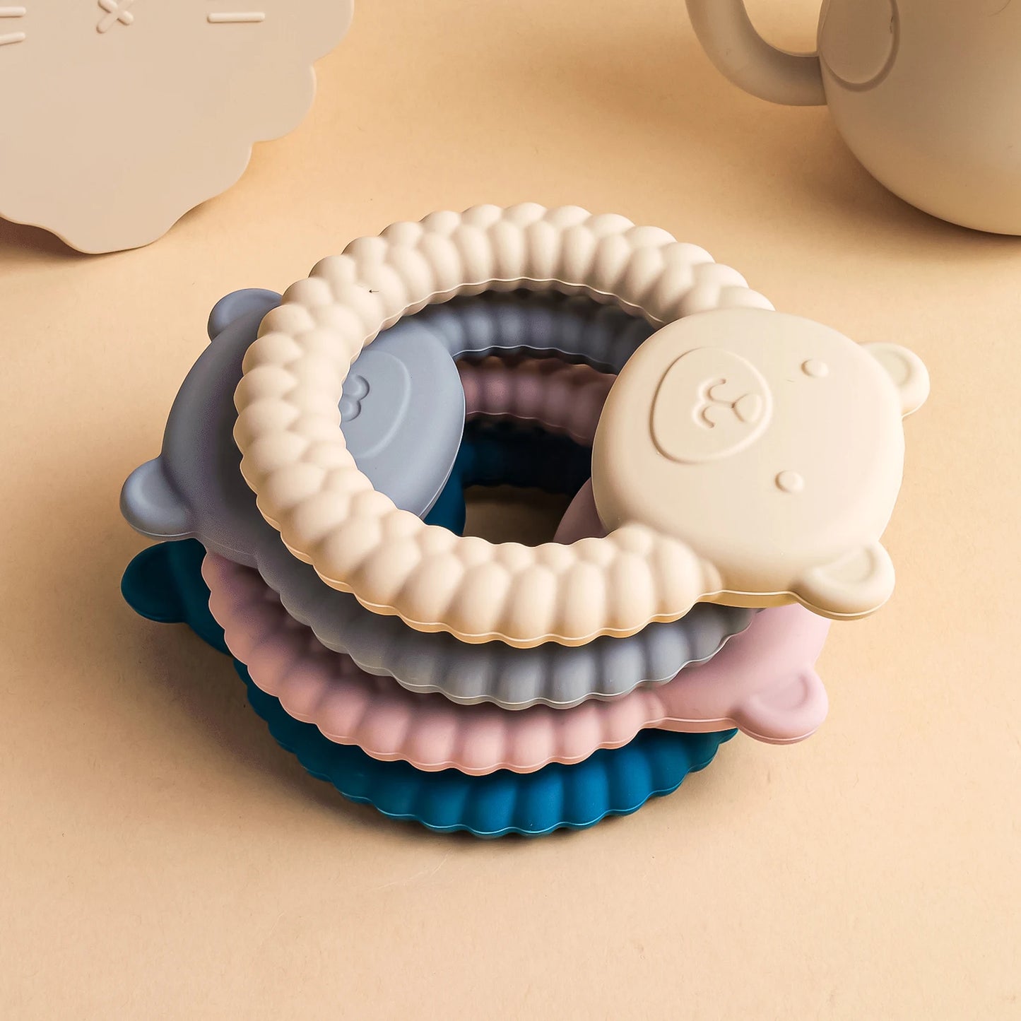 1Pcs Baby Teether Silicone Toy BPA Free Cartoon Bear Nursing Teething Gifts Baby Health Molar Chewing Newborn Accessories Toy