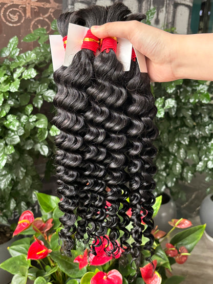 V Beauty Bulk Human Hair No Weft Boho Braids For Women Braiding Human Hair Deep Wave Hair Extensions Remy Hair 16-28 Inch 100g