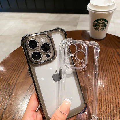 Luxury Clear Shockproof Phone Case For iPhone 15 14 13 12 11 Pro Max X XR XS Max 7 8 15 Plus Transparent Bumper Soft Cases Cover