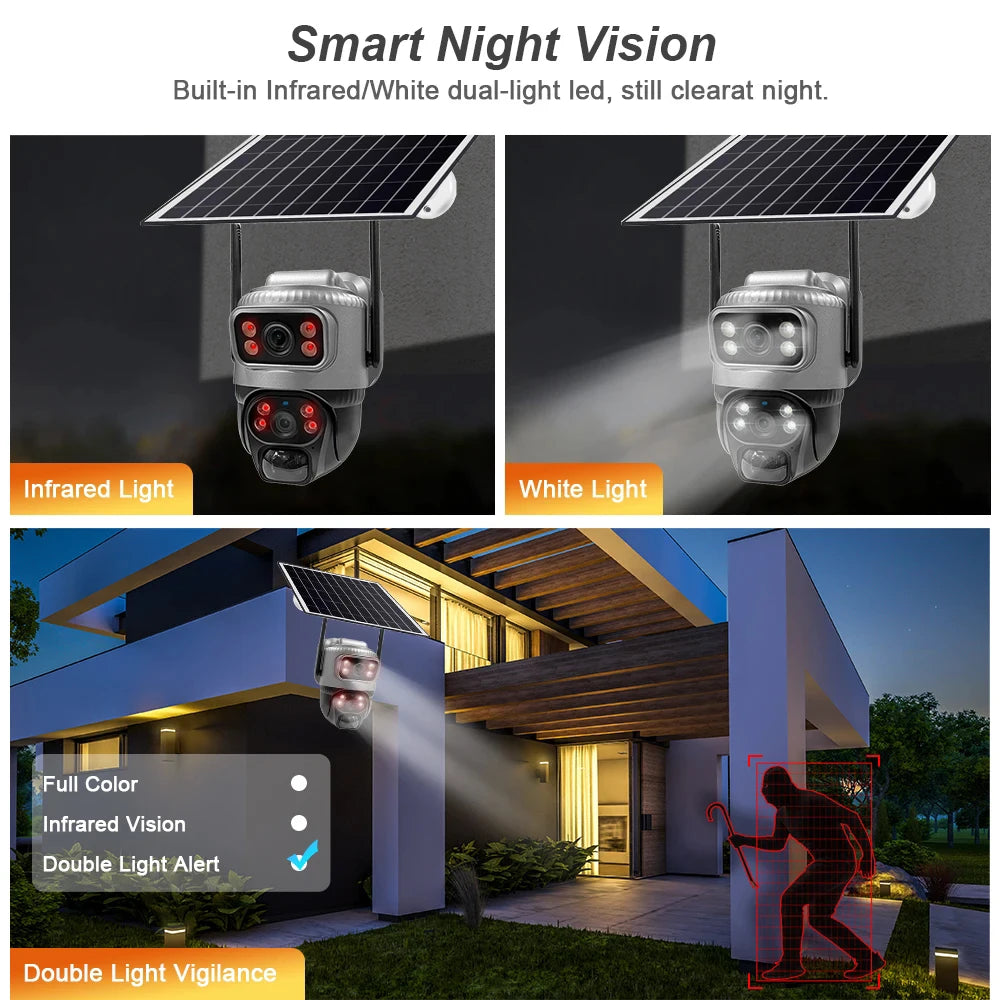 Security Protection Outdoor Waterproof Solar Panel Wifi Camera 8MP HD 4K Surveillance Cameras PIR Human Detection Home Security