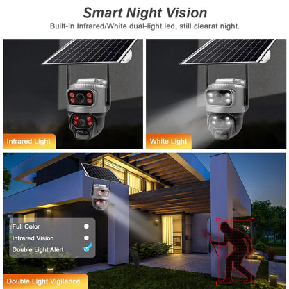 Security Protection Outdoor Waterproof Solar Panel Wifi Camera 8MP HD 4K Surveillance Cameras PIR Human Detection Home Security