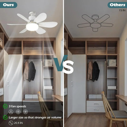 2025 New Cooling Light Led Fan Silent Ceiling Fan E27 Wireless With Remote Control For Dimming, Suitable for Living Room, Study,