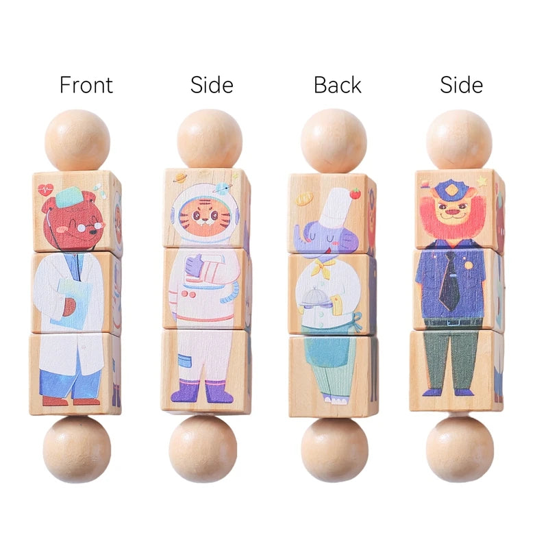 1pc Baby Wooden Rattle Toys Rotating Animal Matching Newborn Soothing Toy 0 12 Months Rotating Puzzle Montessori Toys for Babys