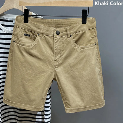 Cotton Shorts Men Summer Plus Size 46 44 42 40 Loose Thin Stretched Black Beige Students Blue Casual Half Trousers Streetwear