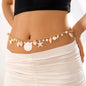 Chaîne de taille bohème d'été, pendentif en forme d'étoile de mer, coquillage, lien de taille ajouré, chaîne de corps pour bikini de plage pour femmes