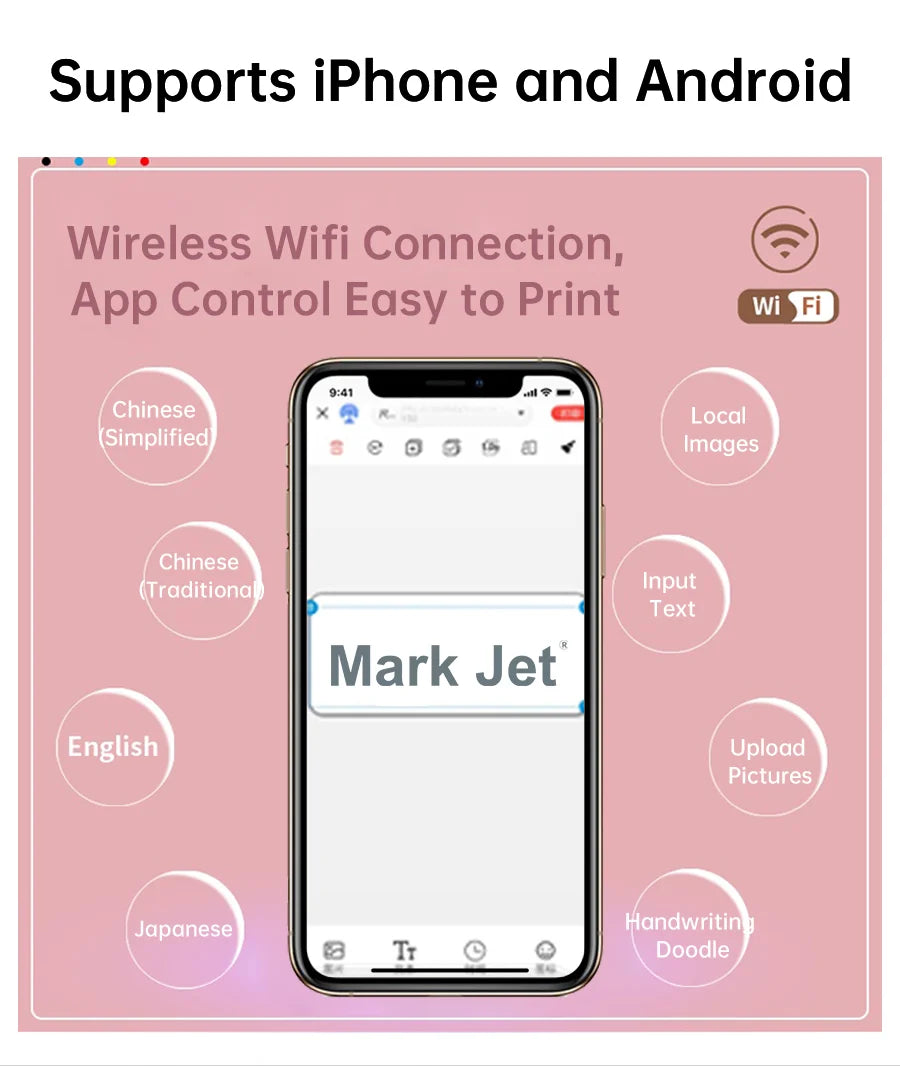 Mark Jet Mini Portable Color Printer Customized Text Smartphone Wireless Printing Handheld Inkjet Printer Tattoo Printer