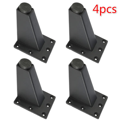 Lot de 4 pieds de meuble réglables en métal, noirs, en alliage d'aluminium épais, pour canapé, lit, meuble TV
