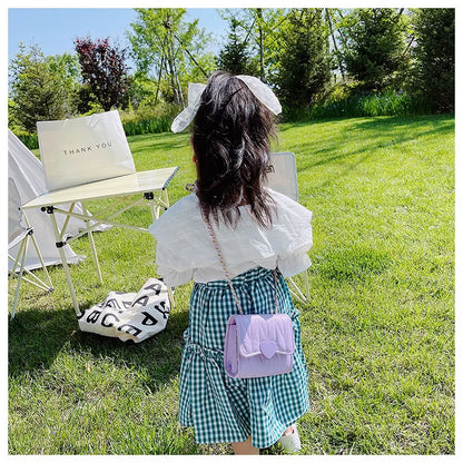 Fashion Heart Baby Girls Small Shoulder Bags Kids Coin Purse Accessories Handbags Lovely Children's Mini Square Messenger Bag