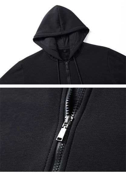 2025 ZERO skateboard logo men's new solid color zipper hooded long sleeved jacket Harajuku casual sportswear hooded pullover