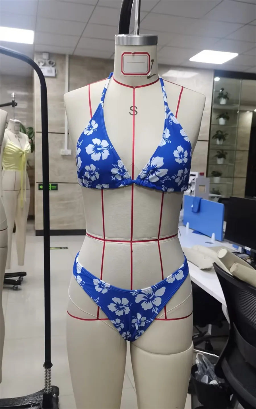 Push Up Bikini Set  For Women Flower Print Sleeveless Bra with Low Waist Briefs Bathing Suit