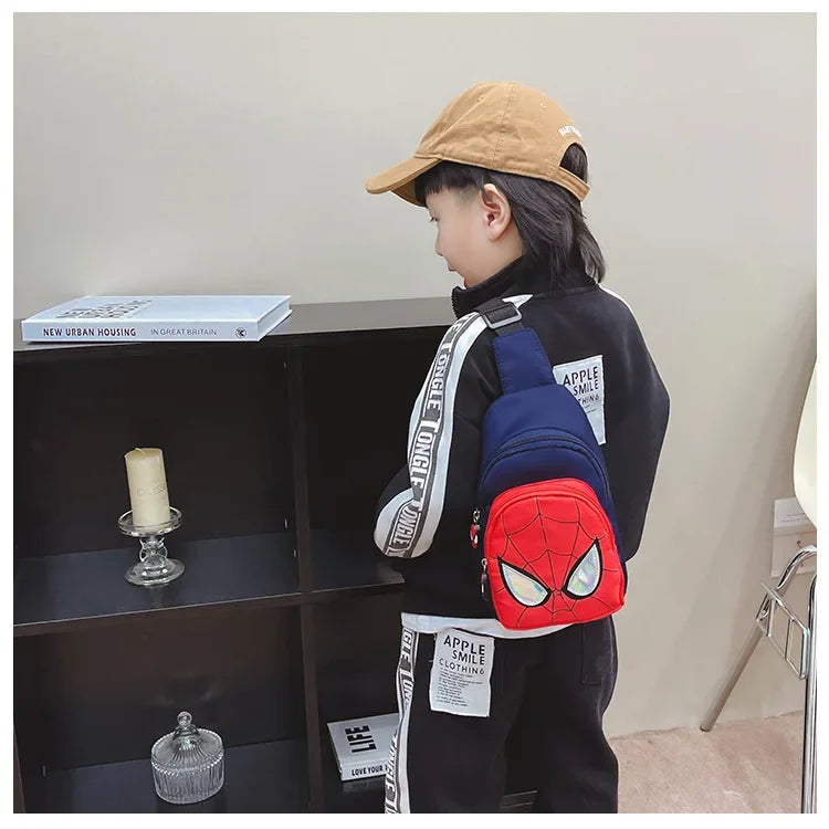 Sac bandoulière Marvel Spiderman pour enfants, sac de rangement réglable, sac à bandoulière Kawaii imprimé BD, sac de voyage léger, cadeau