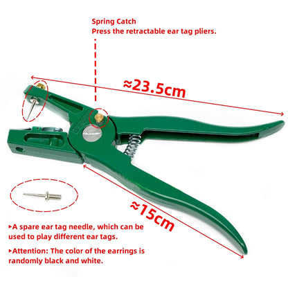 Sheep Cattle Aluminum Alloy Ear Tag Pliers Automatic Locking Buckle Ear Label Pliers 2 Needles Livestock Equipment Green/Purple