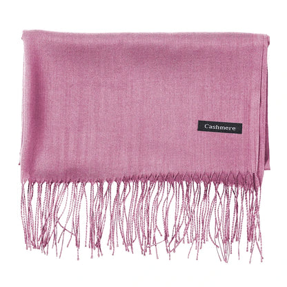 Écharpe tendance pour femme, couleur unie, hijab d'hiver, pompons, long châle, style cachemire, pashmina, bandana