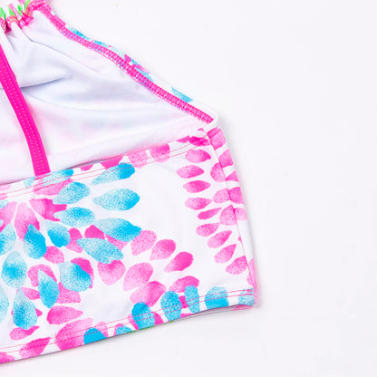 3-14 Years Flower Print Girls Kids Swimwear Summer Children Teen Students Two Pieces Swimsuit Kids Bikini Set Bathing Suit