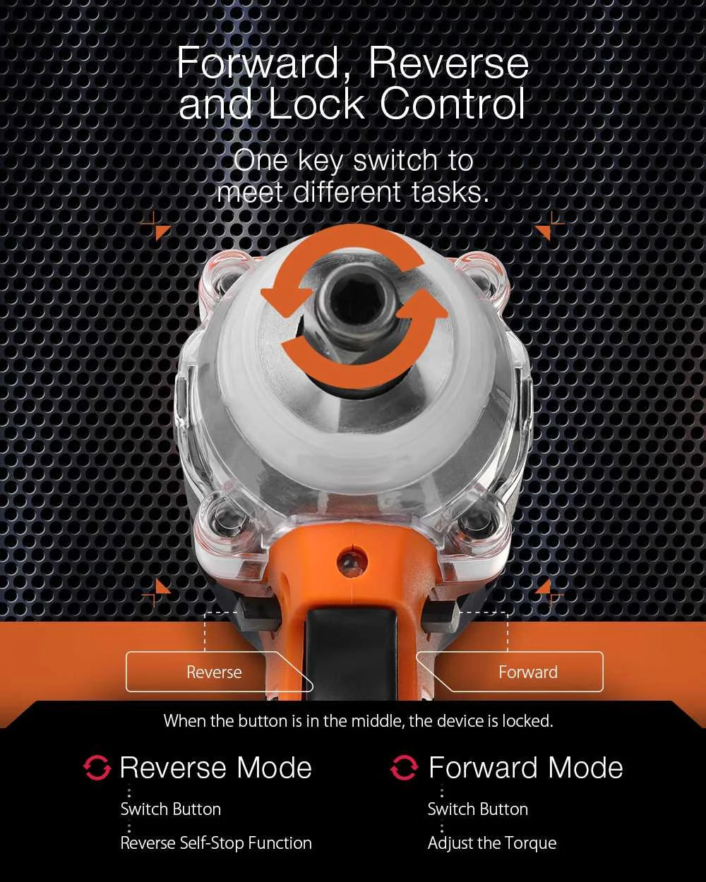 380N.M 1/2 inch Brushless Electric Impact Wrench Cordless Electric Wrench Rechargeable for 18V Battery Screwdriver Power Tools