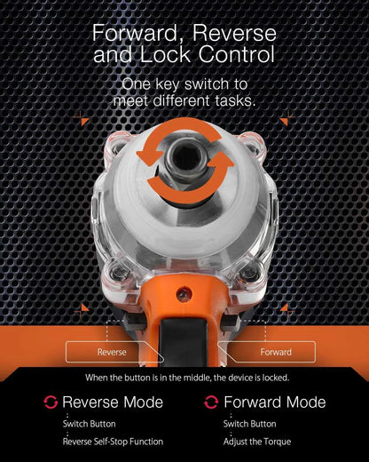 380N.M 1/2 inch Brushless Electric Impact Wrench Cordless Electric Wrench Rechargeable for 18V Battery Screwdriver Power Tools