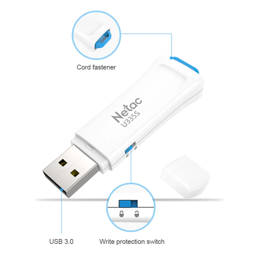 Netac Original USB 3.0 Pen Drive Write Protect U-Disk 64GB USB Flash Drive 90MB/s for Phone TV Notebook Memory OnlyDisk U335S