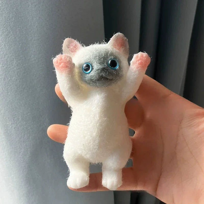 Squishy Cat Stress Relief Decor Taba Shocked Kitten Fidget Doll Soft Squeeze Plush for Pet Lovers, Home Office Decor Relax Gift