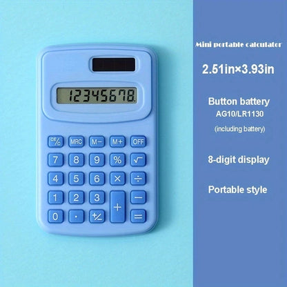 Small Solar Calculator Portable Calculator Cute 8 Digits LCD Electronic Home Office Calculator for Kid Primary School Calculator