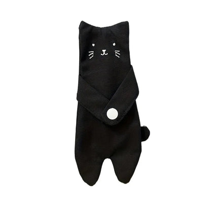 Canvas Cartoon Cat Coin Purse Zipper Closure Anti Loss Zippered Mini Wallet Snap Button Decorative Small Change Pouch Daily Use