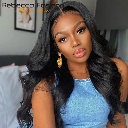 Rebecca Body Wave Lace Front Wigs T Part Lace Wigs Pre Plucked Transparent Lace Front Wigs Brazilian Body Wave Human Hair Wigs