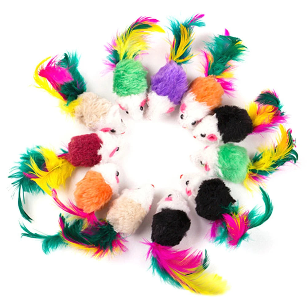 5/10/20PCS Cat Mouse Toys Rattle Mouse Cat Funny Toy Assorted Interactive Cat Toys for Indoor Kitten Cats Catch Play Mouse Toy
