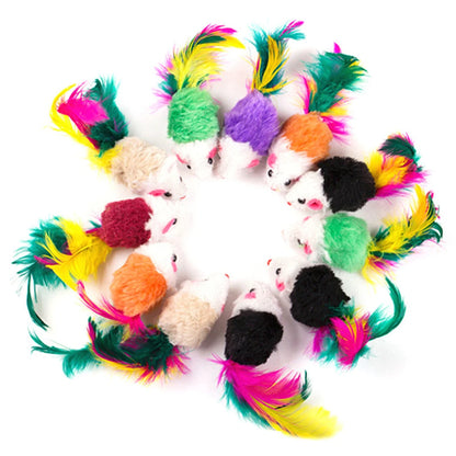 5/10/20PCS Cat Mouse Toys Rattle Mouse Cat Funny Toy Assorted Interactive Cat Toys for Indoor Kitten Cats Catch Play Mouse Toy