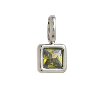 Nouveautés en acier inoxydable, breloques avec 12 pierres de naissance pour femmes et filles, pendentifs carrés colorés à la mode, accessoires de bijoux DIY