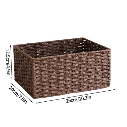 Boîte de rangement tissée à la main Grand panier Rangement de vêtements tissés Cuisine Chambre Salon Vêtements Épicerie Articles divers Organisateur