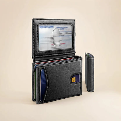 YATBEST Men's Card Bag Leather Multi slot Wallet RFID Anti theft Brush with ID Card Window Fashion Card Clip