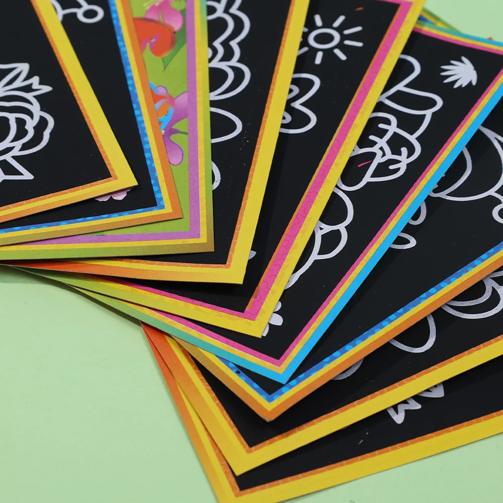1-10pcs Dazzling Kids Scratch Drawing Set Pupil Puzzle Scratch Drawing Toys Kindergarten Early Education DIY Handmade Color Gift