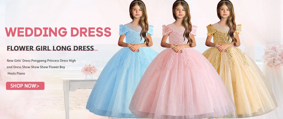 New Girls' Dress Two Piece Set 3-10 Years Old Gorgeous Christmas Performance Dress Autumn Girls' Party Prom Dress