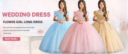 New Girls' Dress Two Piece Set 3-10 Years Old Gorgeous Christmas Performance Dress Autumn Girls' Party Prom Dress