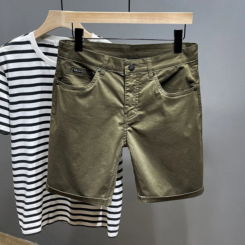 Cotton Shorts Men Summer Plus Size 46 44 42 40 Loose Thin Stretched Black Beige Students Blue Casual Half Trousers Streetwear