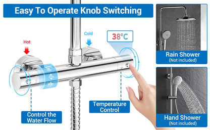 Round Thermostatic Bathtub Shower Faucet Chrome Thermostatic Mixer Valve Bar Twin Outlet Wall Mounted Bathroom Shower Mixer Taps