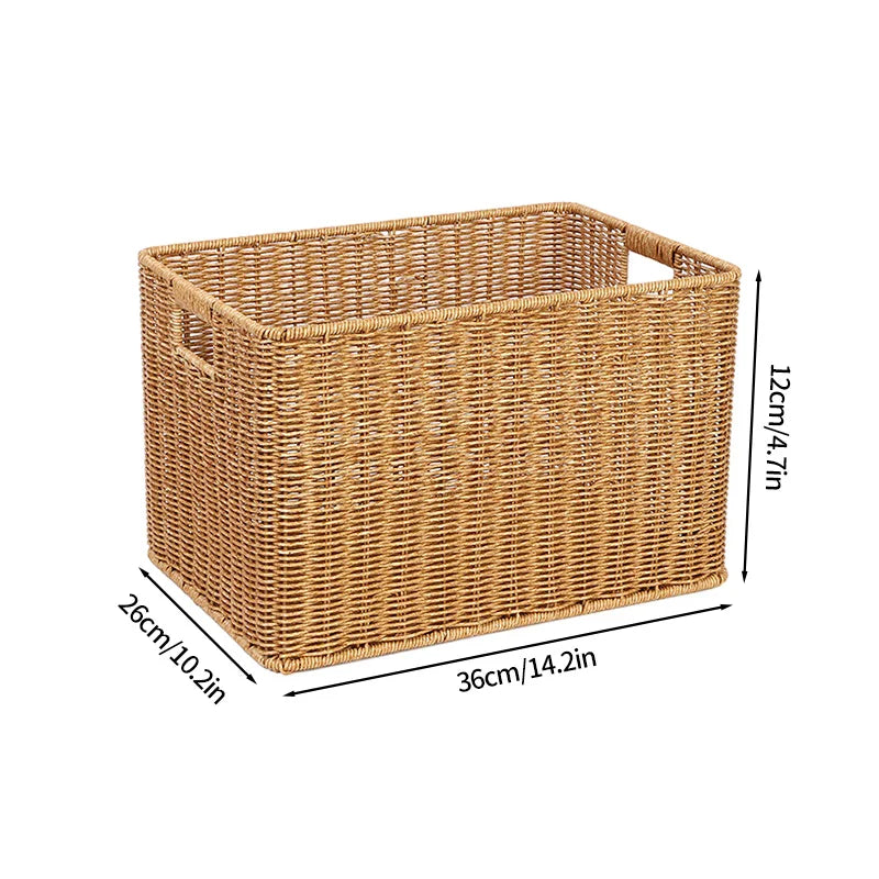 Boîte de rangement tissée à la main Grand panier Rangement de vêtements tissés Cuisine Chambre Salon Vêtements Épicerie Articles divers Organisateur